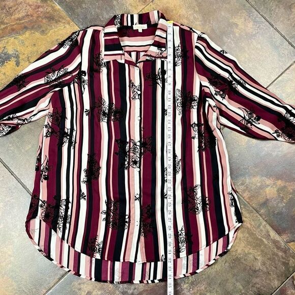 Chenault Women’s Floral Striped Button Down 2X - Picture 7 of 11